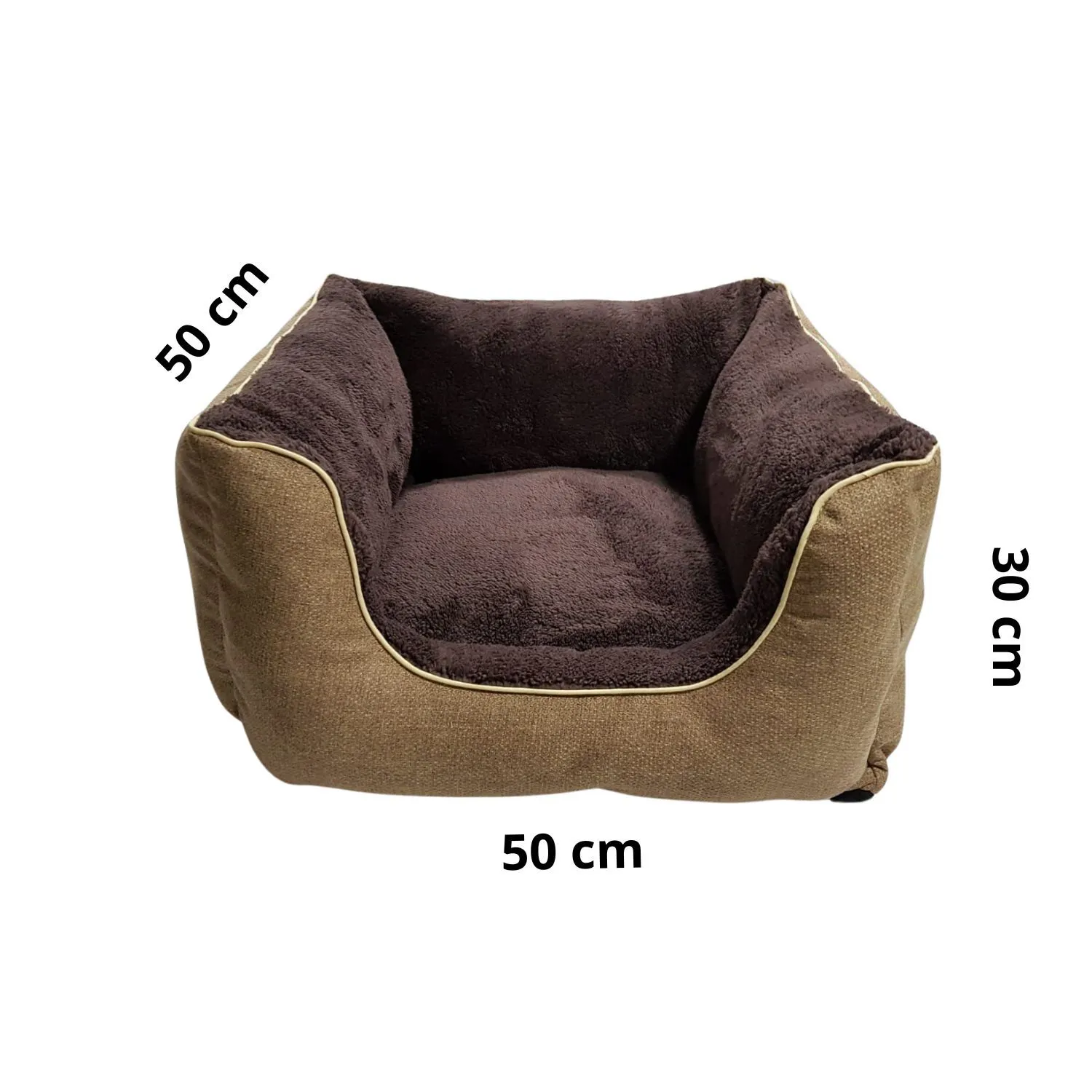 Cama Para Perros Square 50x50x30cm Pequeña Café Border 4