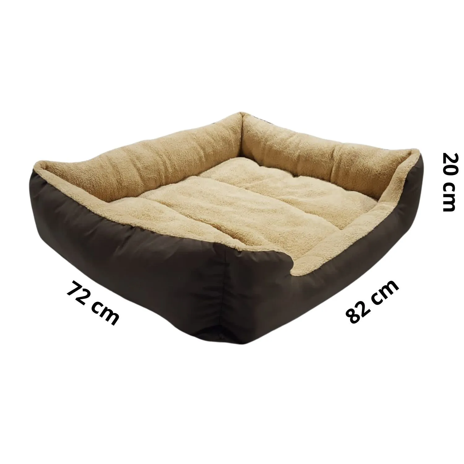 Cama Para Perros Rectangular 3 Canales 80x82x72cm Grande Café Border 4