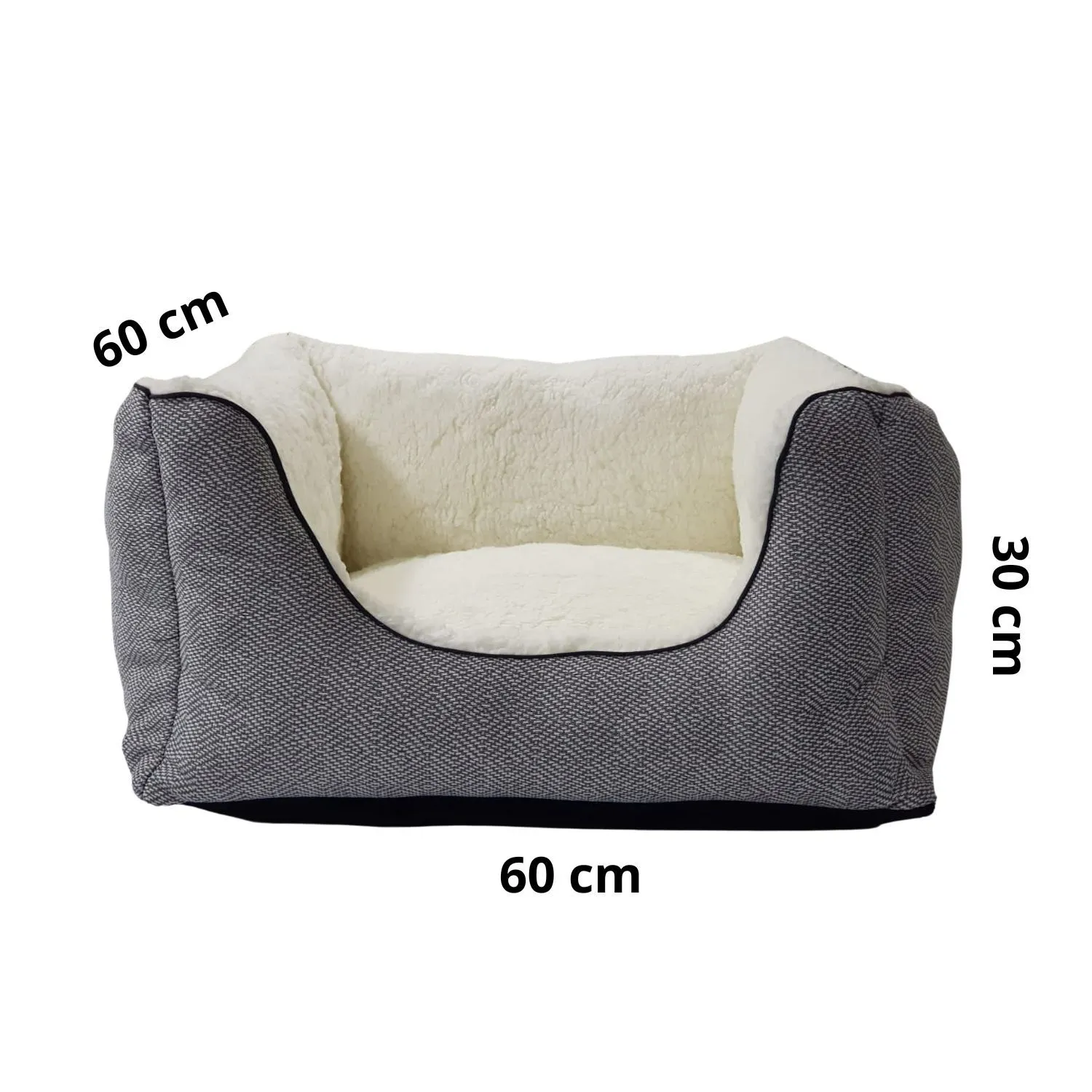 Cama para Perros Square 60x60x30cm Mediana Gris Border 4