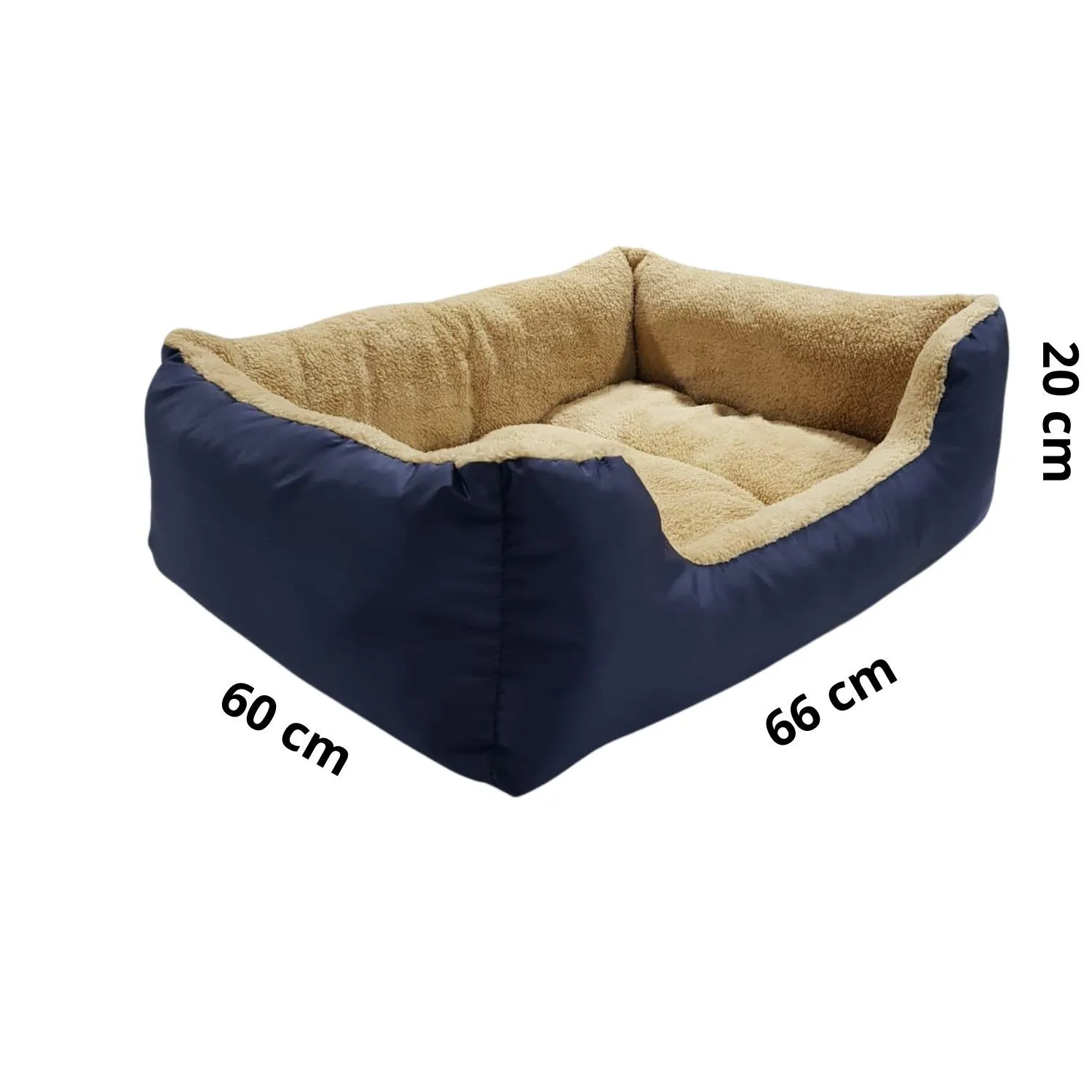 Cama Para Perros Rectangular 3 Canales  66x60x20cm Mediana Azul Border 4