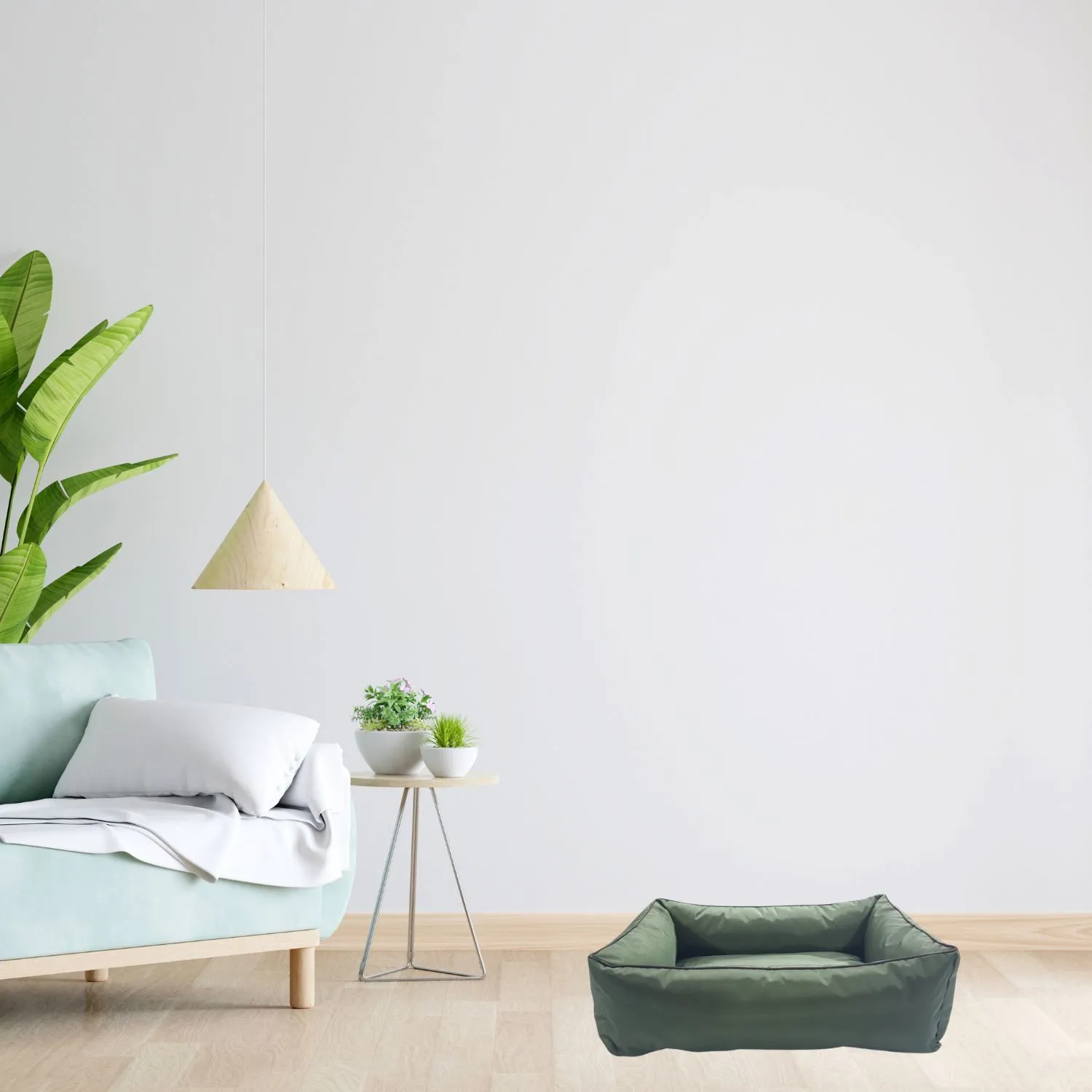 Cama para Perros Rectangular Lona  82x72x20cm Grande Verde Border