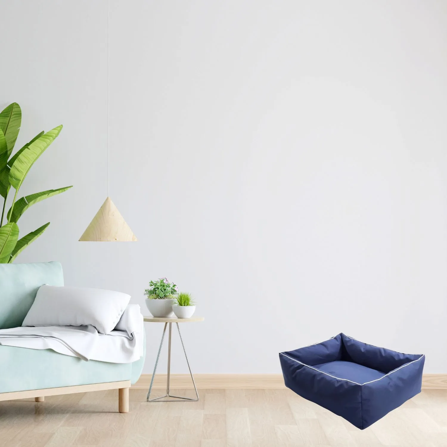 Cama Para Perros Rectangular Lona 56x50x20cm Pequeña Azul Border