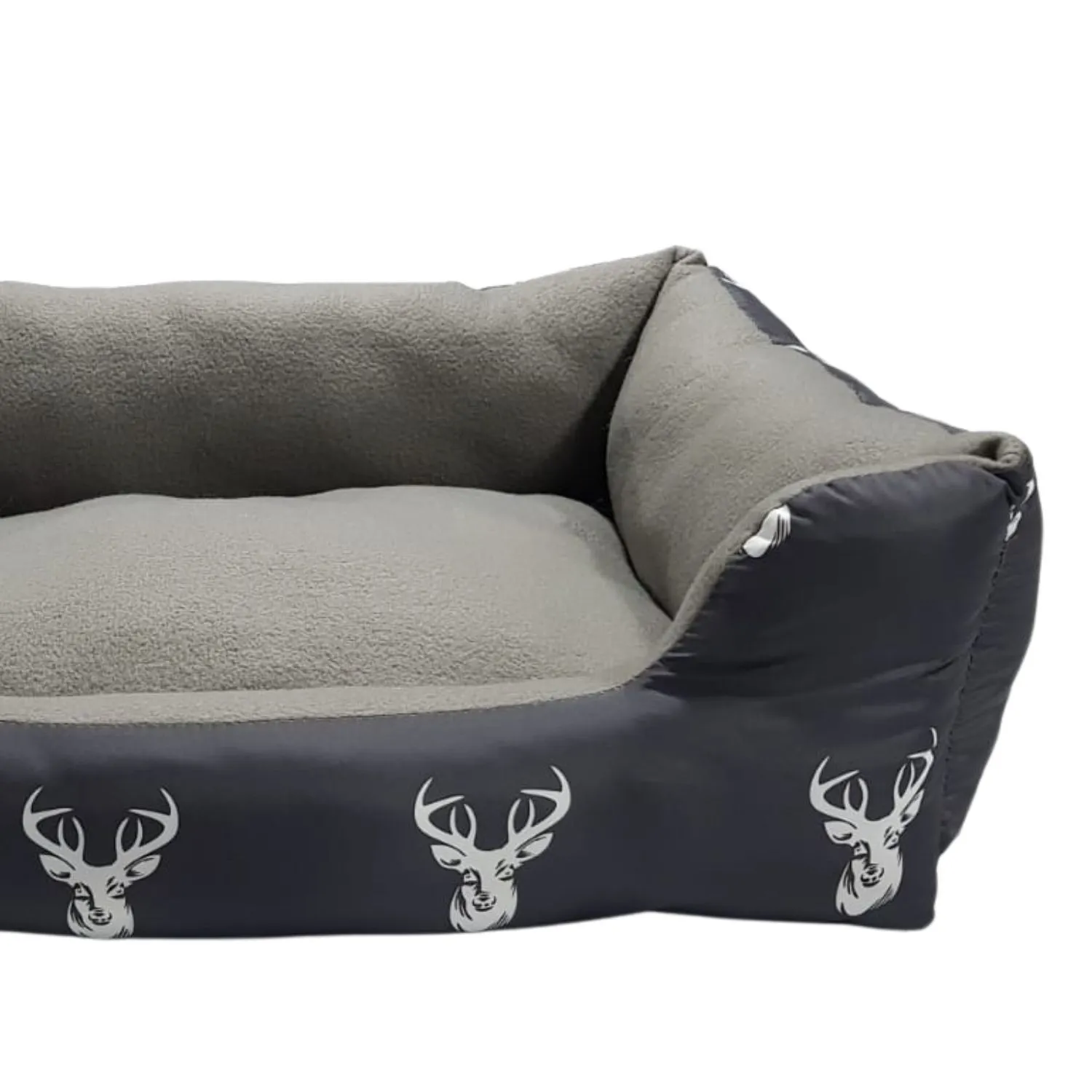 Cama Para Perro Rectangular Venado 56x50x25cm Pequeña Gris Border 3