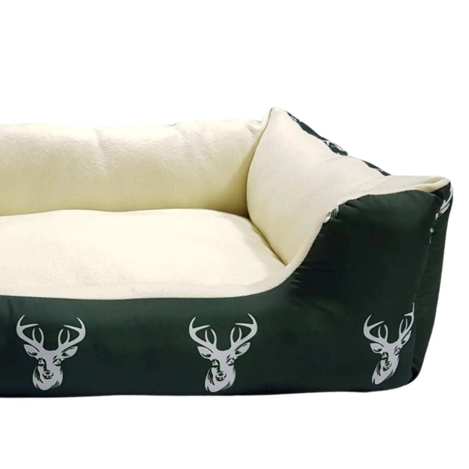 Cama para Perro Rectangular Venado  82x72x25cm Grande Verde Border 3