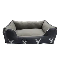 Cama Para Perro Rectangular Venado 66x60x25cm Mediana Gris Border