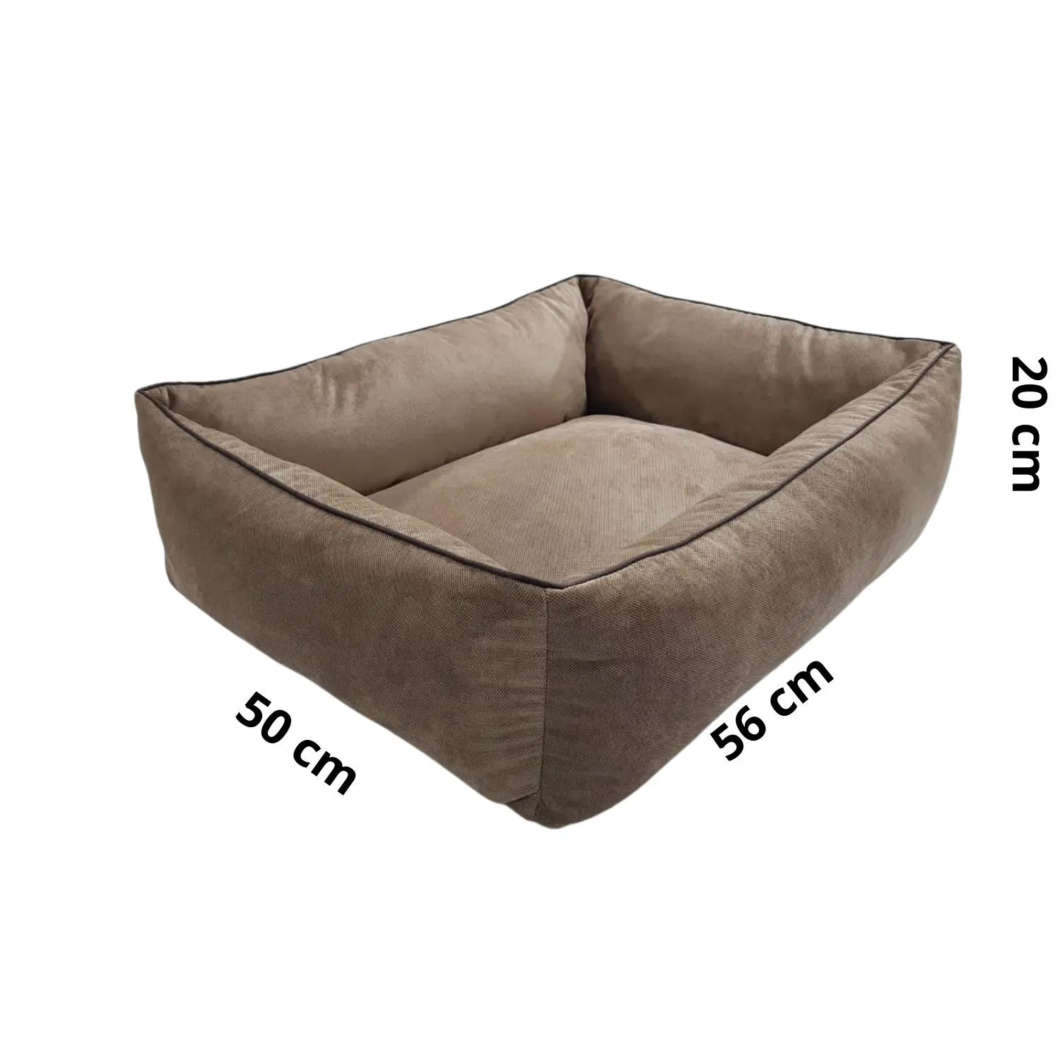 Cama Para Perro Rectangular Luna 56x50x20cm Pequeña Habano Border 4
