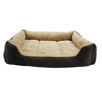 Cama Para Perros Rectangular 3 Canales  66x60x20cm Mediana Cafe Border