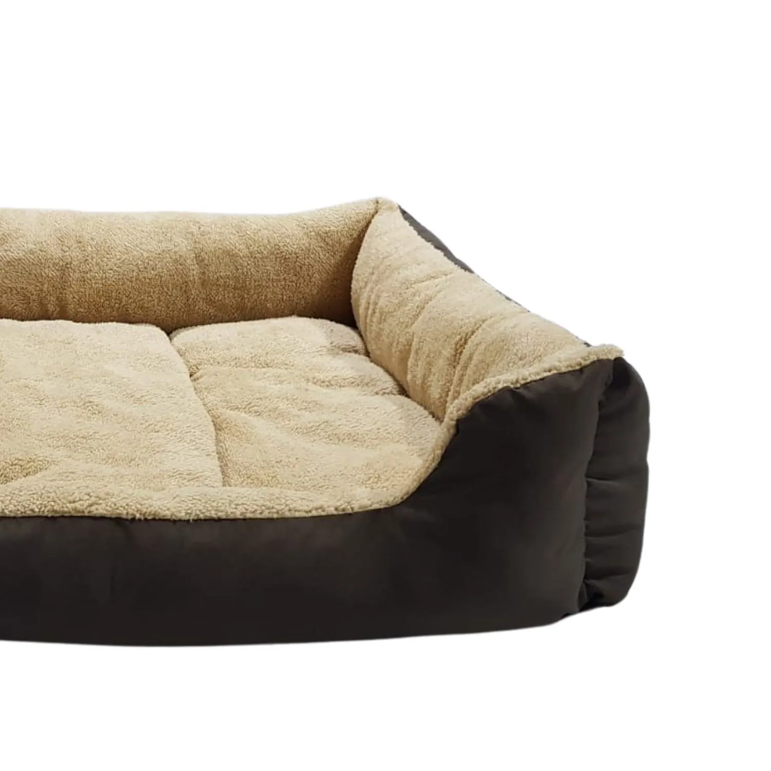 Cama Para Perros Rectangular 3 Canales  66x60x20cm Mediana Cafe Border 3