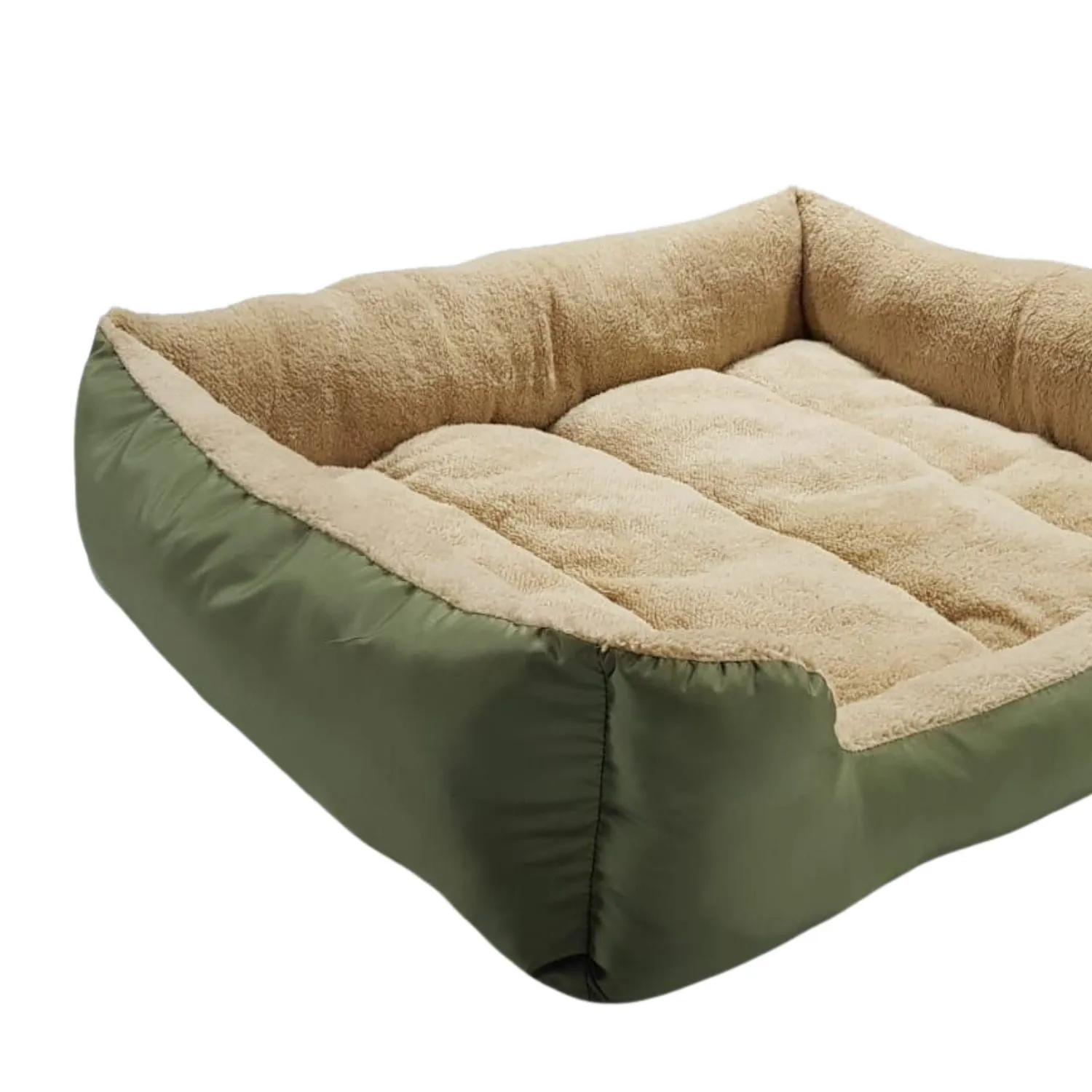 Cama Para Perros Rectangular 3 Canales 56x50x20cm Pequeña Verde Border 3