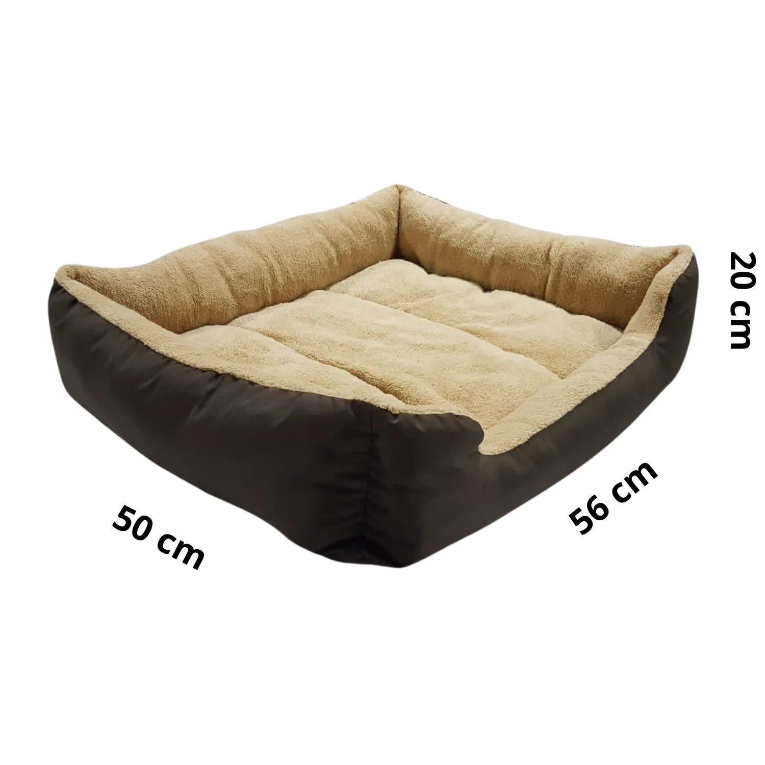 Cama Para Perros Rectangular 3 Canales 56x50x20cm Pequeña Café Border 4