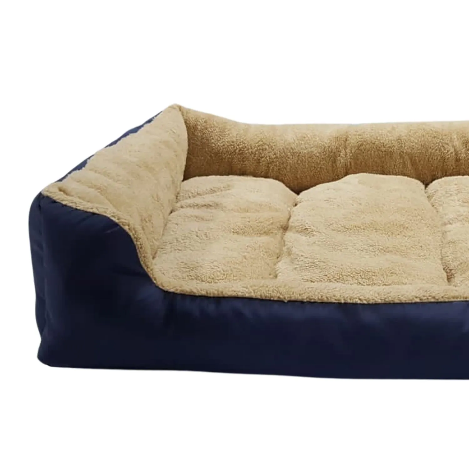 Cama Para Perros Rectangular 3 Canales 56x50x20cm Pequeña Azul Border 3