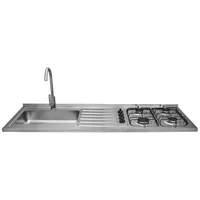 Mesón Ovata Haceb 1.50 Inoxidable 4 Puestos Pozuelo Izquierdo Sin Encendido Eléctrico Gas Natural 1 Orificio