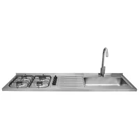 Mesón Ovata Haceb 1.50 Inoxidablel 4 Puestos Pozuelo Derecho Sin Encendido Eléctrico Gas Natural 1 Orificio