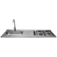 Mesón Ovata Haceb 1.50 Inoxidablel 4 Puestos Pozuelo Izquierdo Encendido Eléctrico Gas Natural 1 Orificio