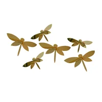 Set de 6 Apliques Libélulas Acrílico 23x12 cm Oro