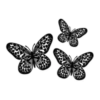 Set de 3 Apliques Mariposas Madera 35x23 cm Negro