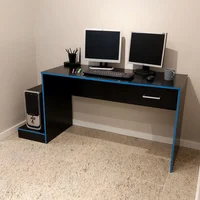 Escritorio Gamer en Mdp 160 Cm Negro con Azul