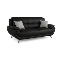 Sofa Yonny 3 Puestos Cuerina 210X90X90 Negro