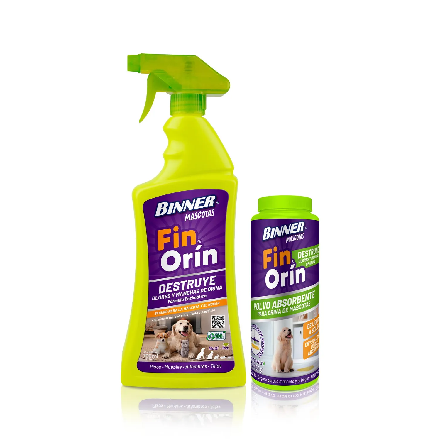 Destructor De Olores Orina/Manchas 700ml+Polvo Absorbente Binner 120g