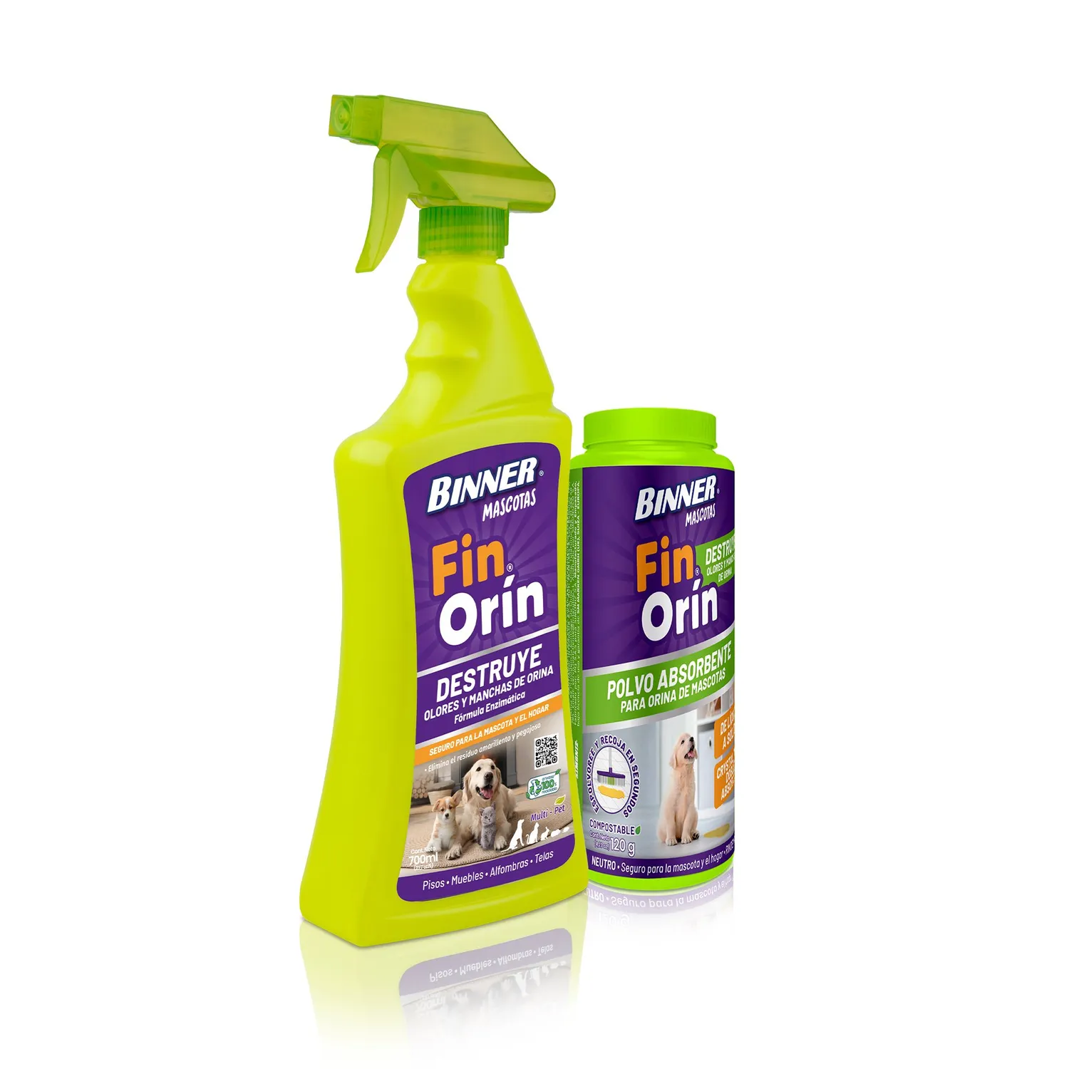 Destructor De Olores Orina/Manchas 700ml+Polvo Absorbente Binner 120g