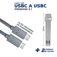 Cable Pro Premium Usb C A Usb C + 2 Correas De Velcro. 3.1 Ultra Velocidad. 1.8 Metros.