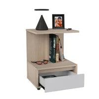 Mesa de Noche Mongui 51.5x40x35.5 cm Arena - Blanco