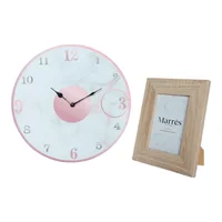 Set De Reloj+Portarretrato Madera 30X30 Cm Multicolor