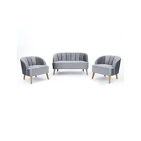 Juego de Sala 2-1-1 Willy Tela Pet Friendly Antifluidos 140x80x80 Gris
