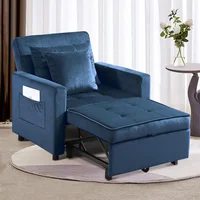 Sofá Cama Berlin Silla 3 En 1 Reclinable Azul Petroleo 90X90X90 Cm