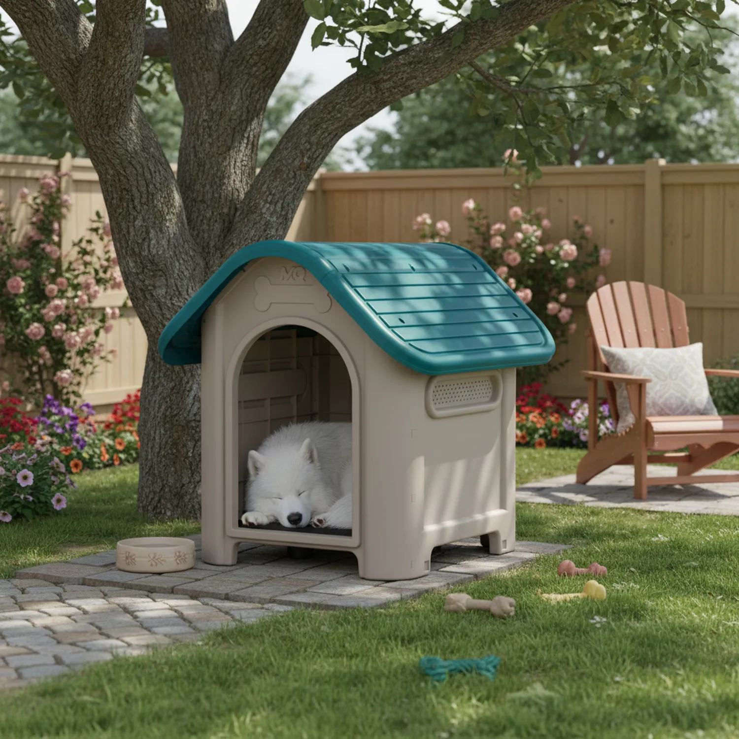 Casa Para Perros Plástica 103x80x90cm Grande Turquesa
