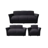 Juego de Sala 3-2-1 Vidal Tela Antifluidos 212x80x75 Negro