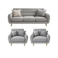 Juego de Sala 3-2-1 Leao Tela Antifluidos 190x80x80 Gris