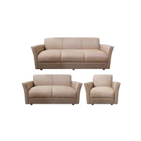 Juego de Sala 3-2-1 Vidal Tela Antifluidos 212x80x75 Beige