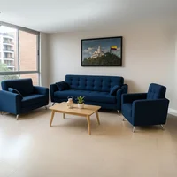 Juego de Sala 3-2-1 Tonali Tela Antifluidos 190x80x75 Azul