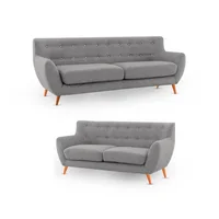 Juego de Sala 3-2 Susy Tela Antifluidos 190x80x80 Gris
