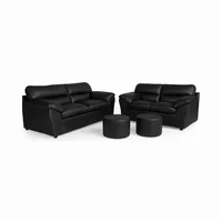 Juego de Sala 3-2 Chicago Cuerina 180x70x70 Negro