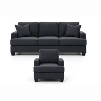 Juego de Sala 3-1 Croacia Tela Antifluidos 195x75x80 Gris