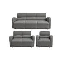 Juego de Sala 3-2-1 Nicole Tela Antifluidos 195x74x85 Gris