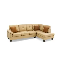 Sofá en L Derecho Sharo Cuerina Mostaza 250x85x85