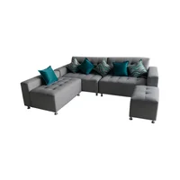 Sofá en L Modular Leo Tela Antifluidos Plata 240x70x70 Gris