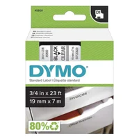 Cinta Dymo D1 Negro Sobre Transparente 19mm Set X 5 Unidades