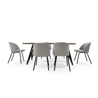 Comedor 6 Puestos Malaga Sillas Osaka 73X170X90 Plata