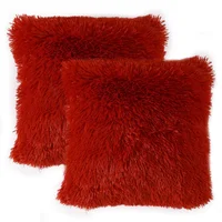 Cojín X2 Decorativo Péludo Rojo