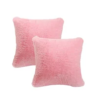 Cojín X2 Decorativo Péludo Rosado