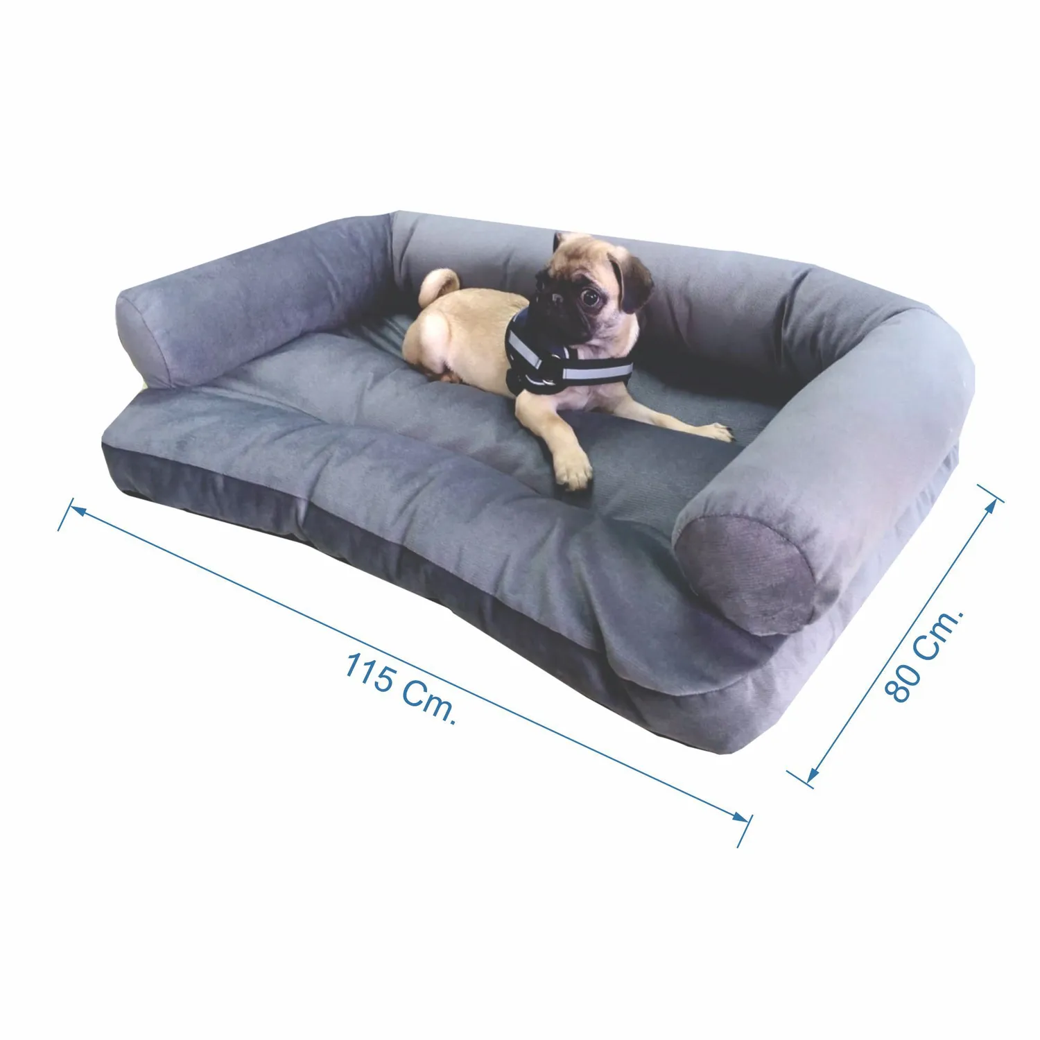 Sofá Touch Para Mascota 115x80x25cm Extra Gris Petizoos
