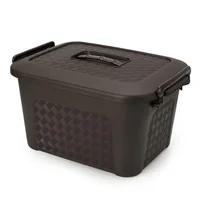 Cajonera Plástica Organizadora con Tapa - Caja Grande de 40l Café Set x 6 Unidades