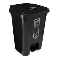 Caneca Reciclaje Grande 35l Plástica de Pedal Negra Set x 6 Unidades