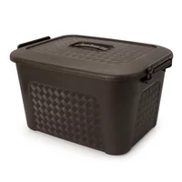 Cajonera Plástica Organizadora con Tapa - Caja Grande de 23l Café Set X 10 Unidades