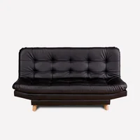 Sofá Cama Valencia Sintético Negro 3 puestos 180x84x85 + Cojines