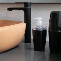 Kit Accesorios para Baño Plomo: Portacepillos y Jabonera Líquido